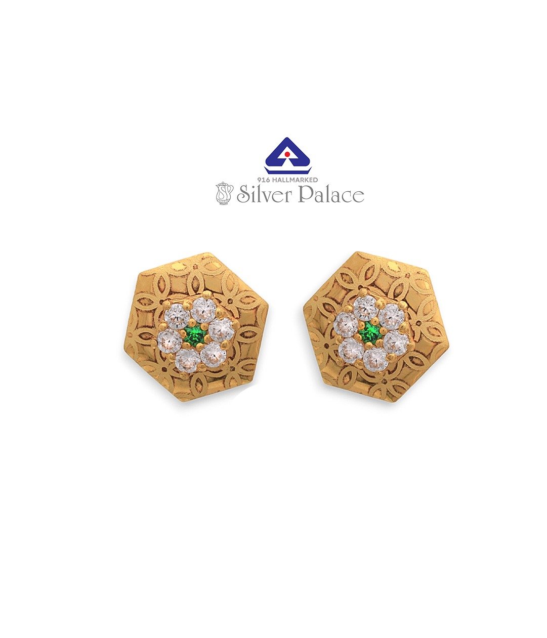 Kanche Collections Pure Gold 916 purity Ear studs for Daily wear