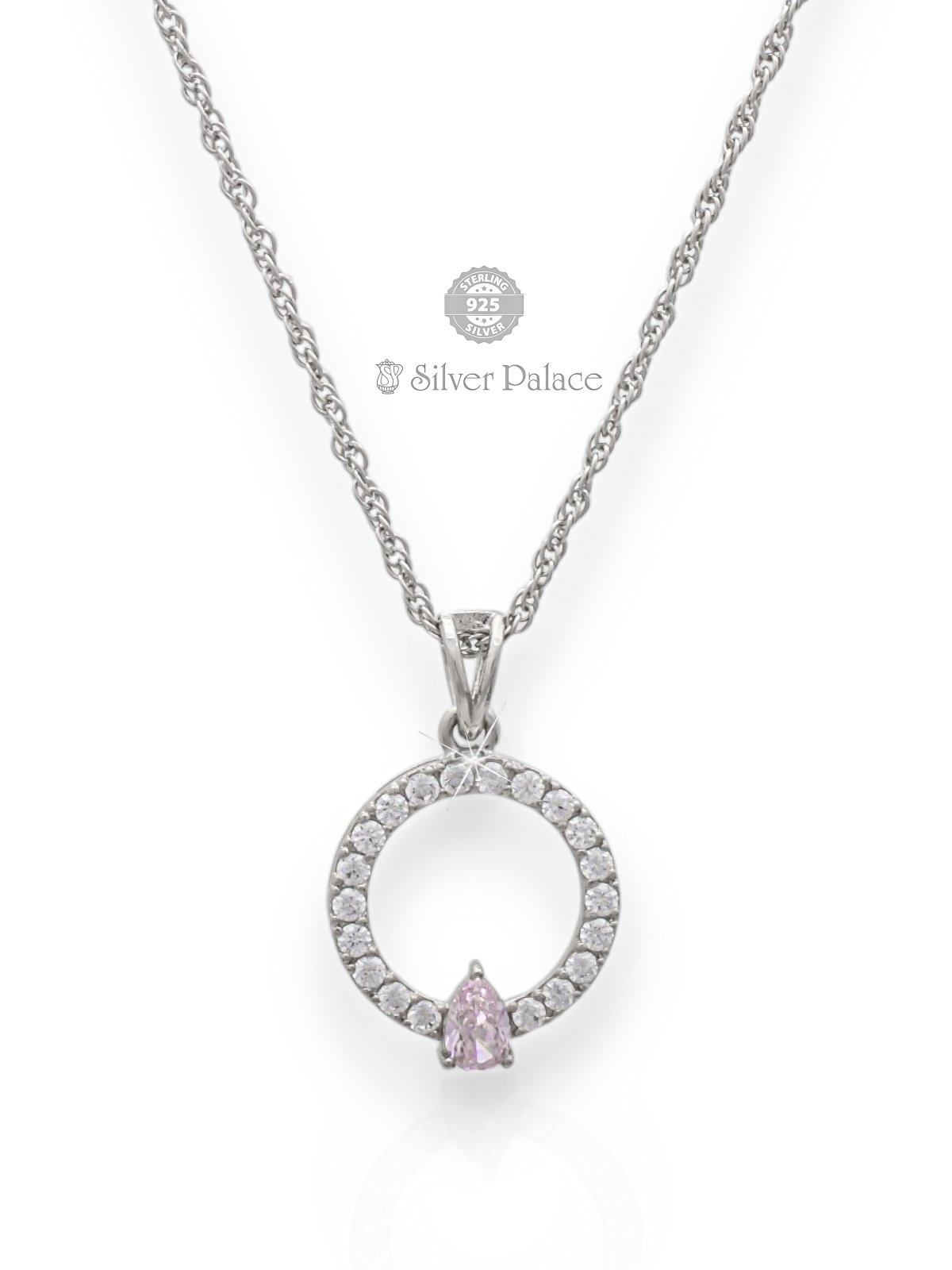 925 STERLING SILVER CIRCLE SHAPE WITH WHITE AND PINK STONE PUYA COLLECTION