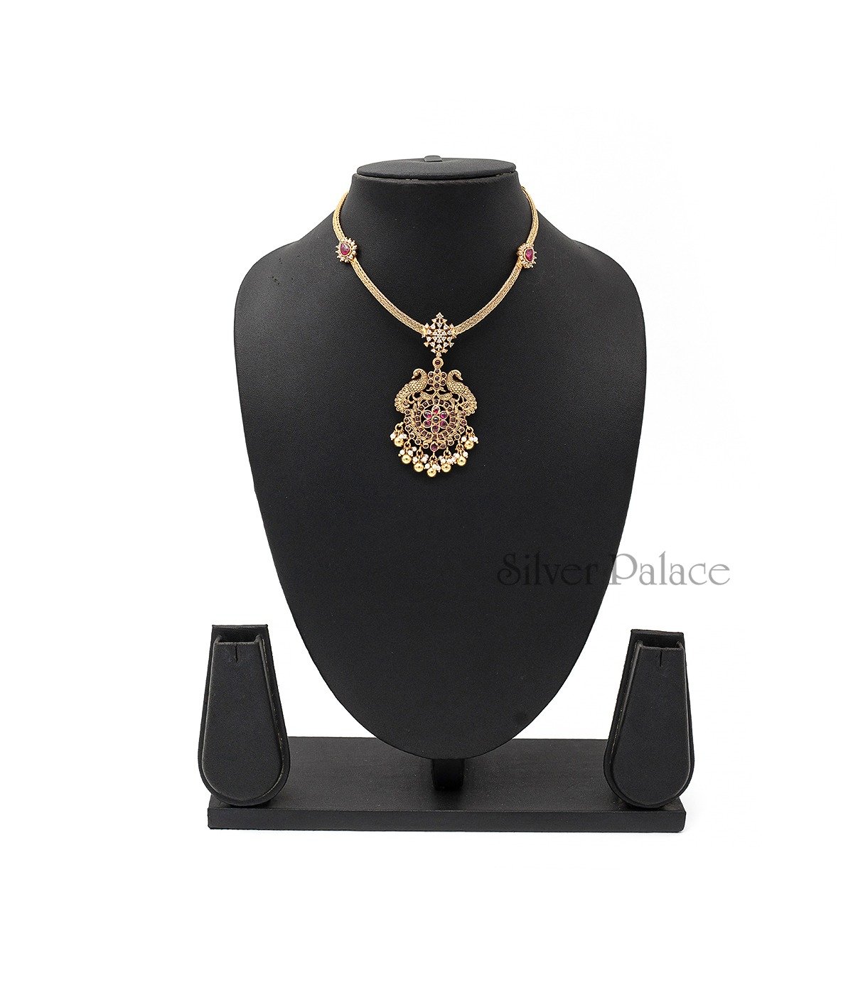 GOLD POLISHED PEACOCK PENDANT THICK CHAINED NECKLACE - GPN