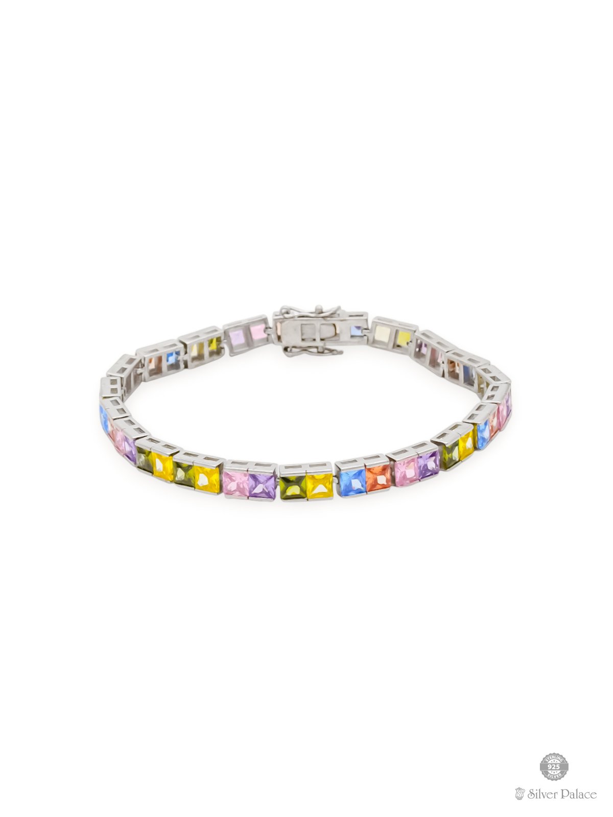 925 STERLING SILVER COLORFULL STONE BRACELET FOR LADIES PRITI COLLECTION 