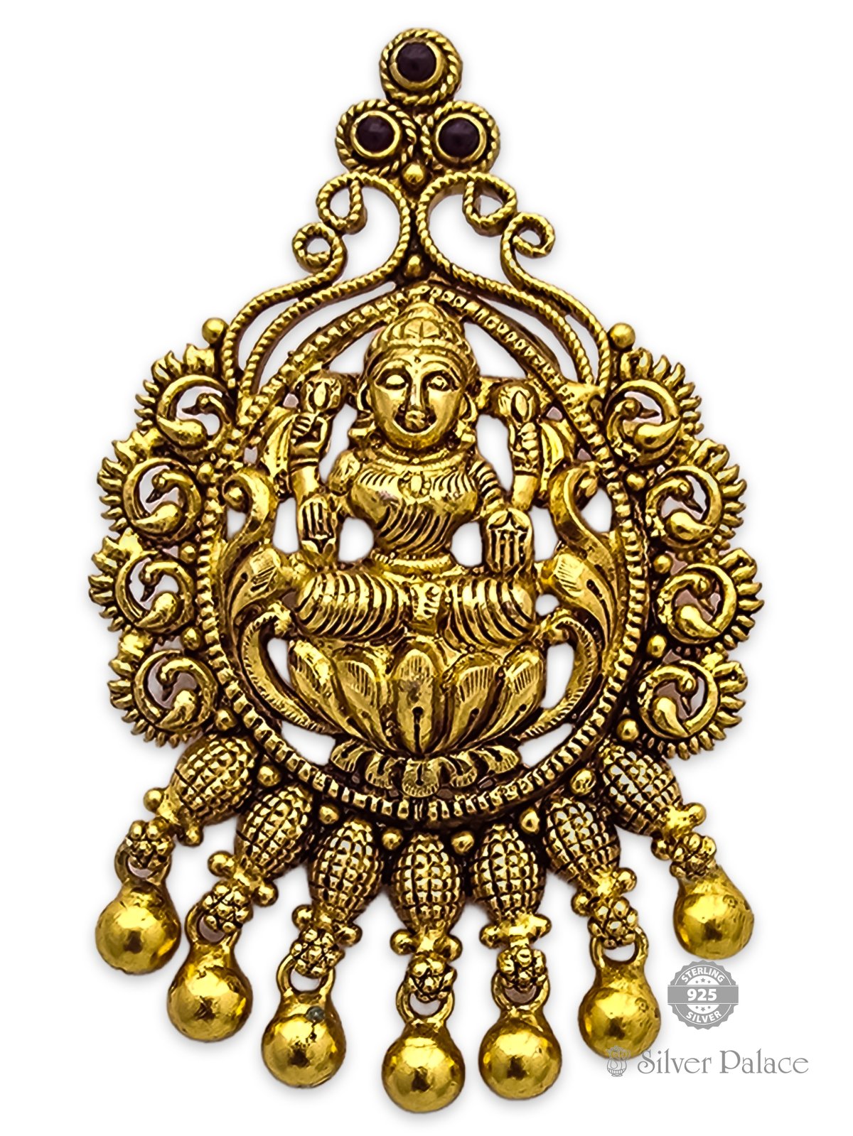 925 SILVER GOLD POLISHED LAKSHMI WITH BEADS DESIGN PENDANT FOR LADIES ANITE COLLECTION 