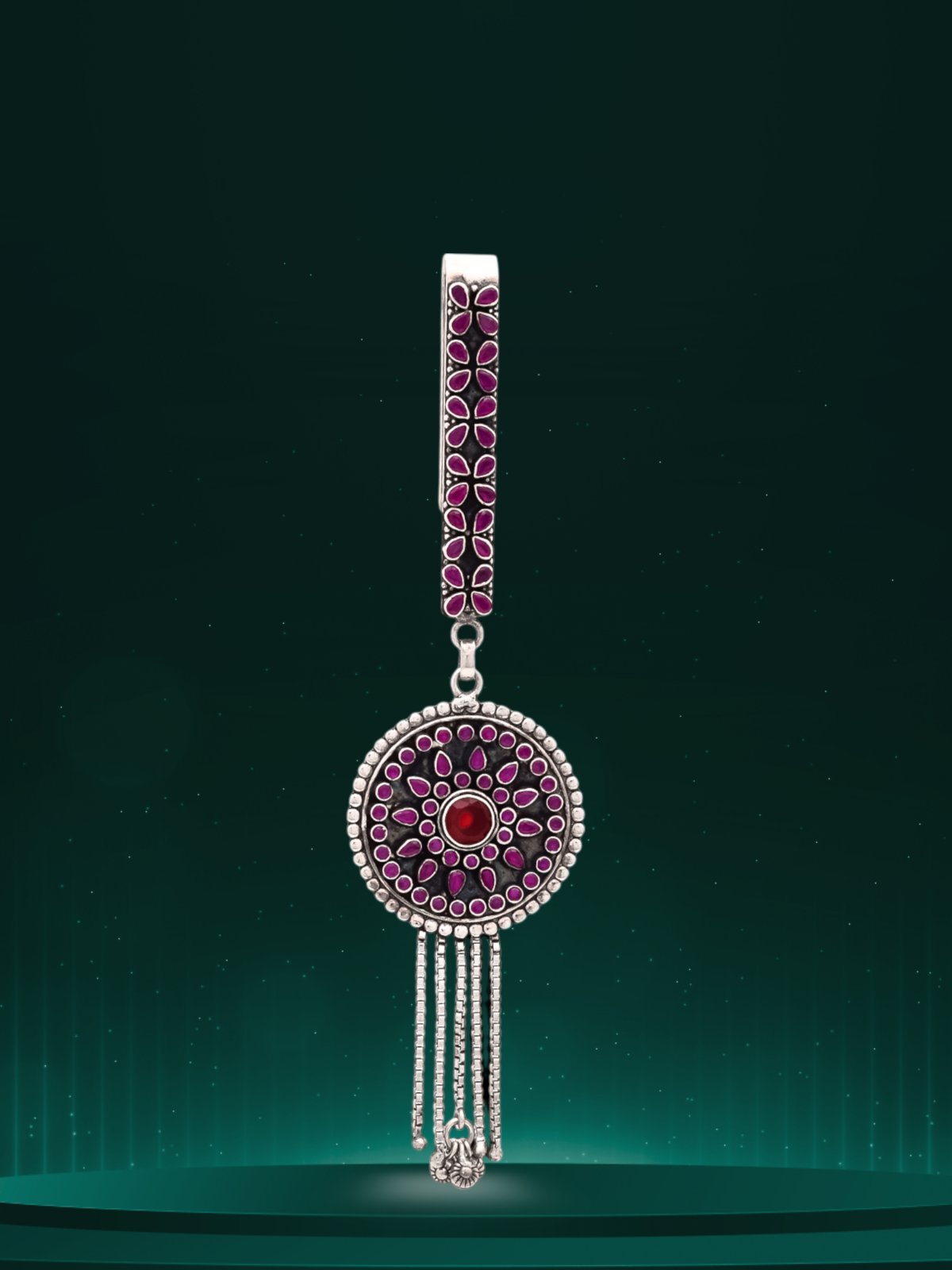 925 SILVER PINK AND RED STONE HIP KEY RINGSFOR WOMEN