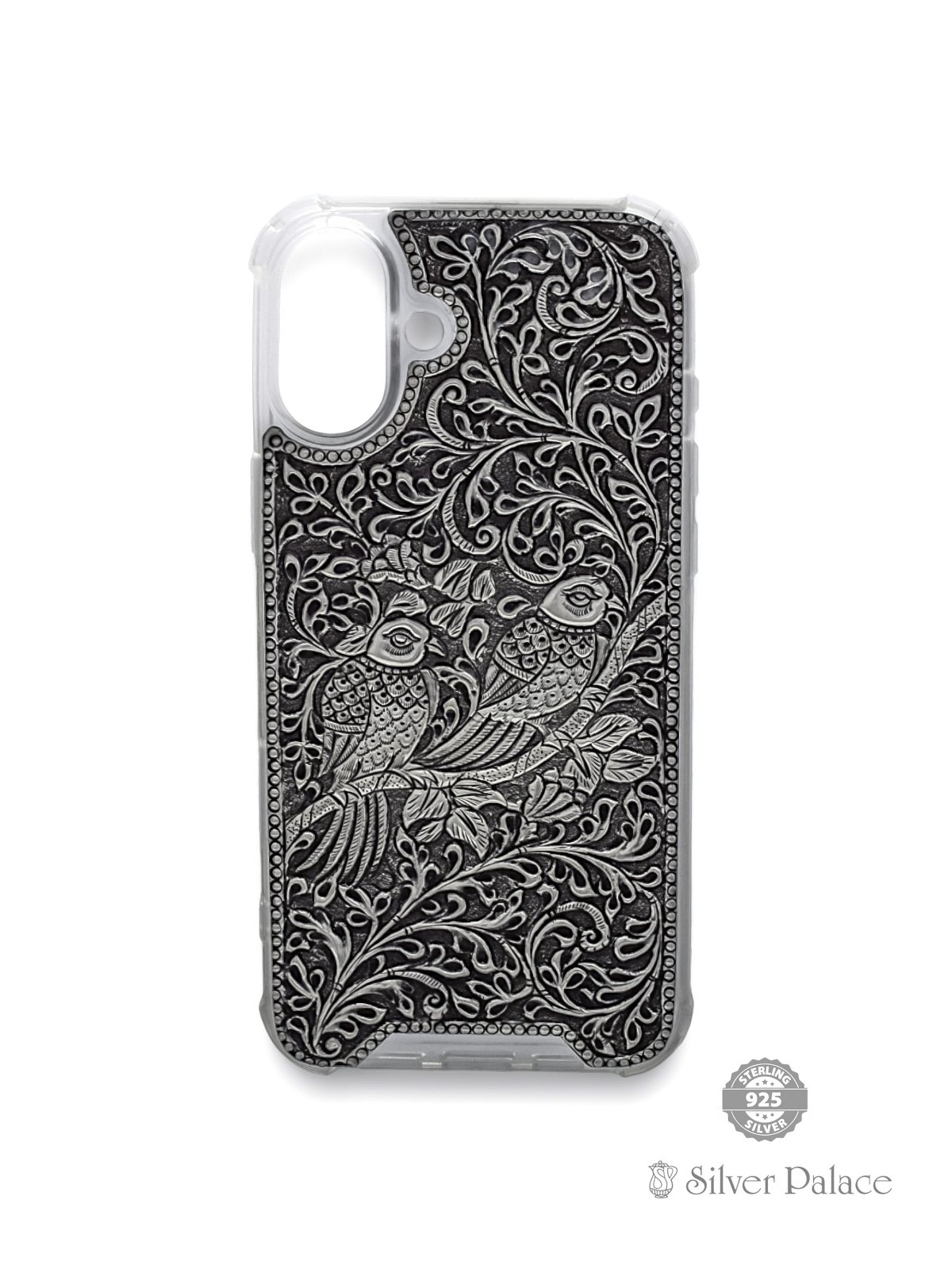 925 STERLING SILVER BIRDS DESIGN PHONE CASE FOR IPHONE 16 PLUS