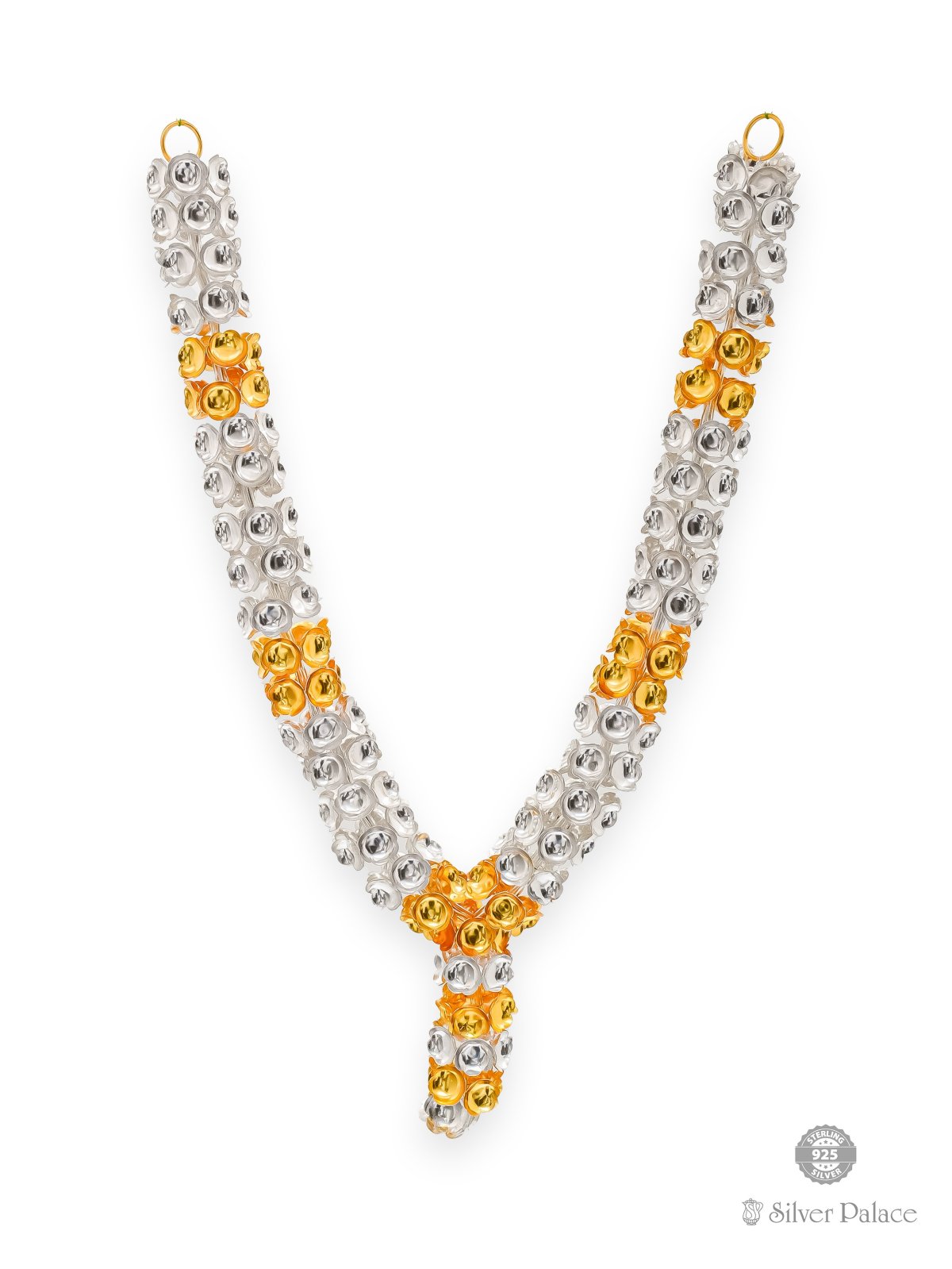 925 SILVER GOLD POLISHED FLOWER GARLAND FOR POOJA PURPOSE 