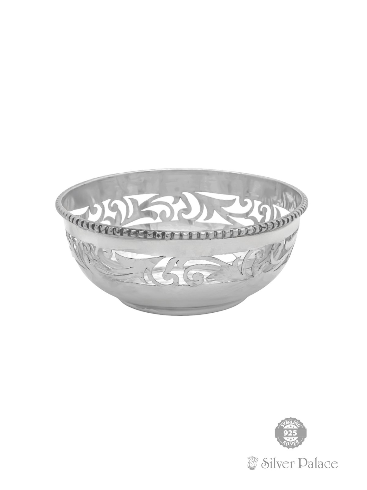 925 STERLING SILVER FLORAL DESIGN CUT WORK BOWL FOR DAILY USE 