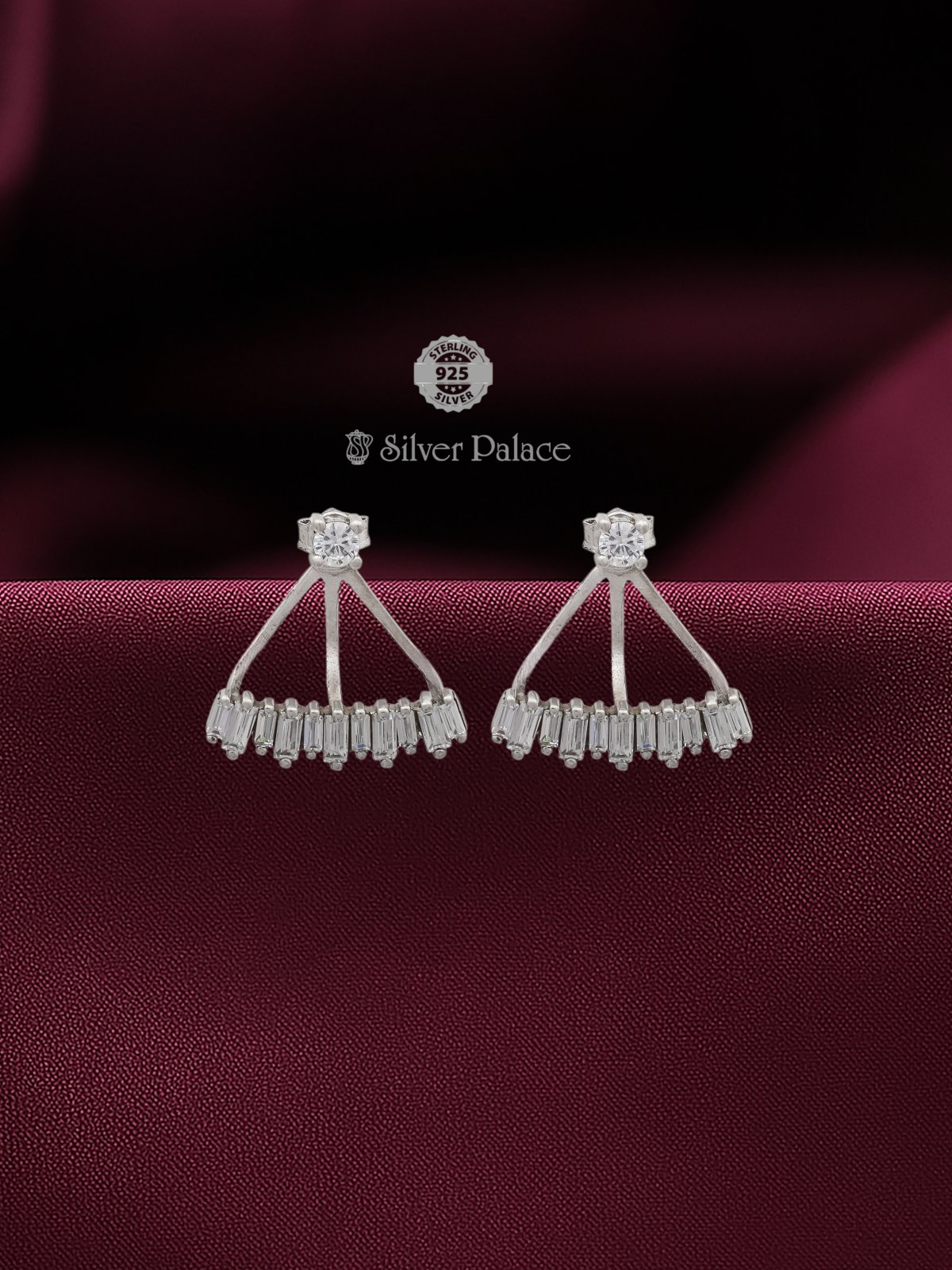 925 STERLING SILVER WHITE STONE HANGING DESIGN EARRING FOR GIRLS PUYA COLLECTION