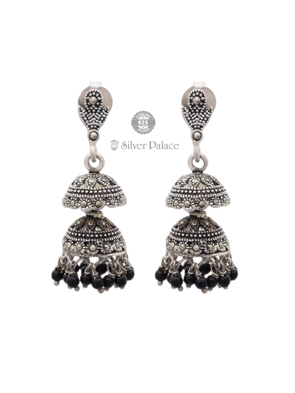 925 OXIDISED SILVER DOUBLE LAYER JHUMKAA FOR GIRLS PRITE COLLECTION 