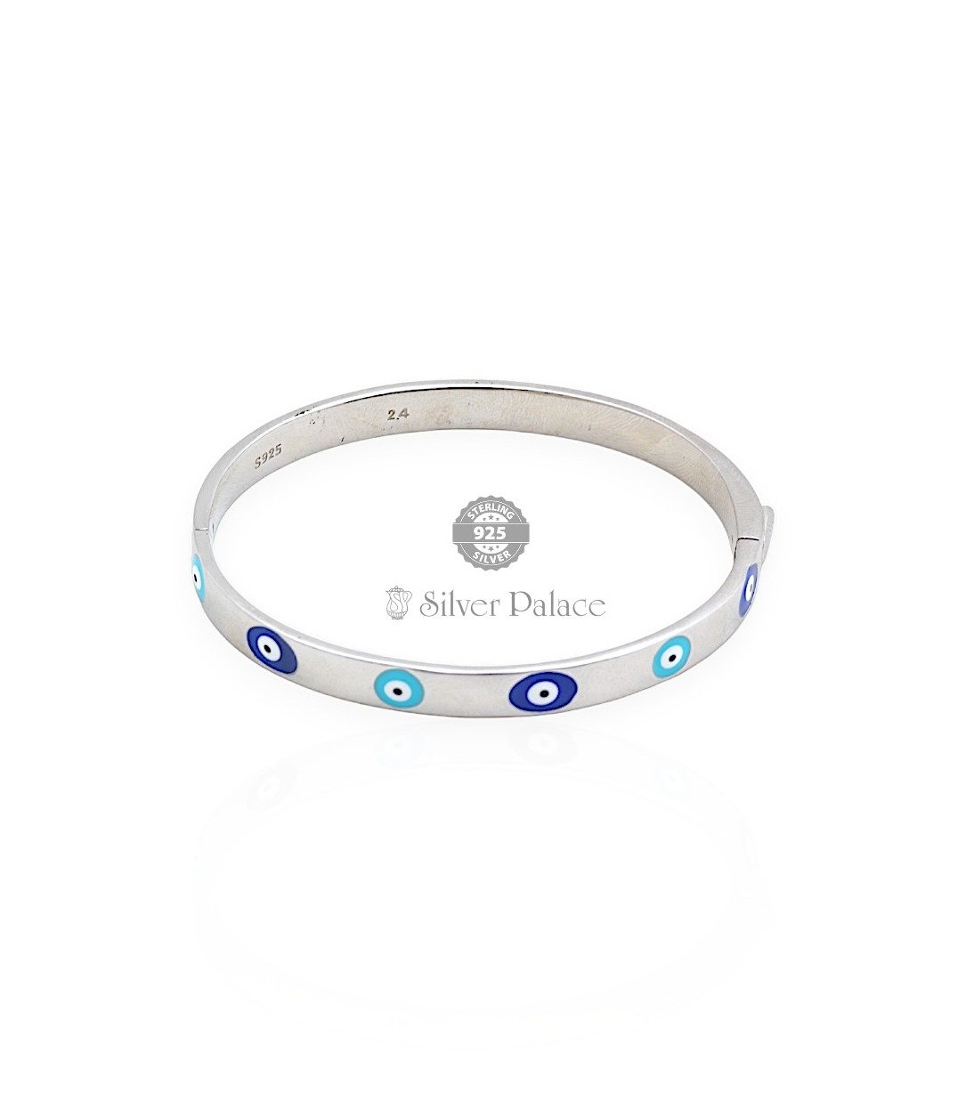 92.5 Silver Evil Eye Print Stainless Steel Bracelet for Womens