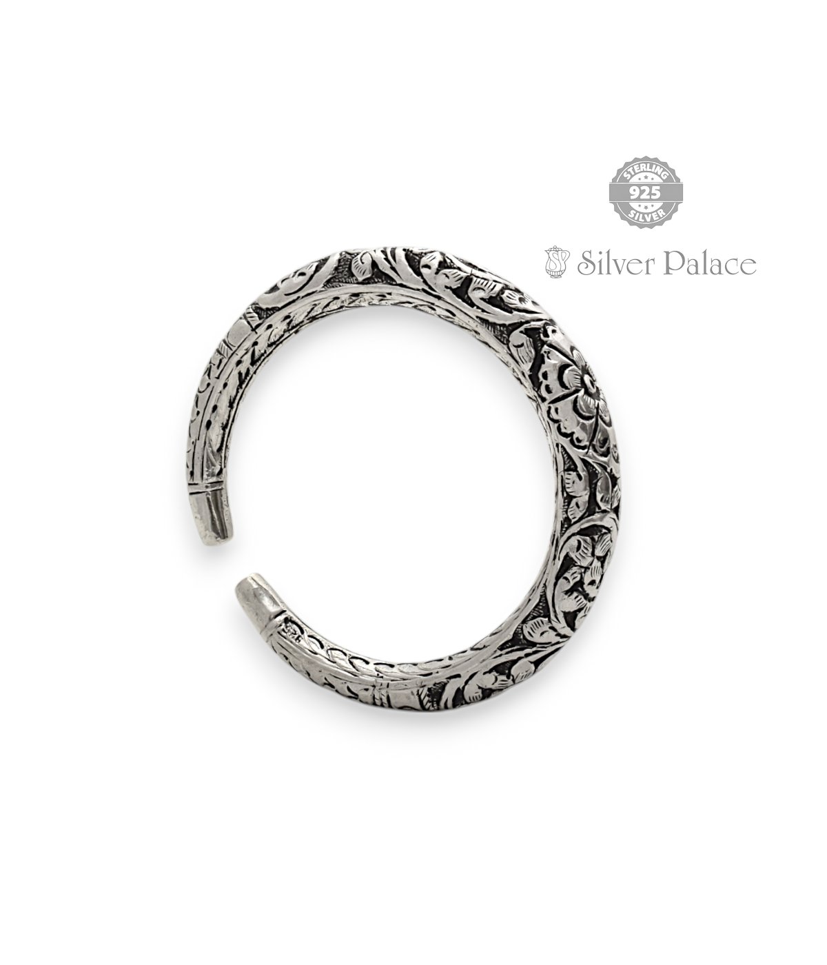 Oxidized Silver Antic Finish Designer Punjabi Kada In Silver