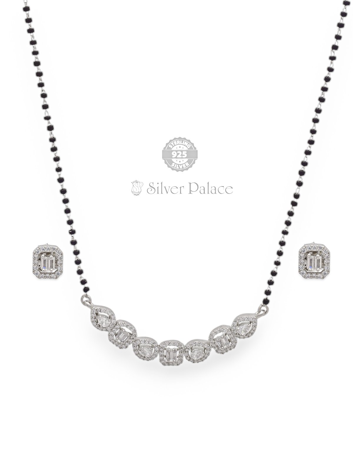 925 STERLING SILVER MANGAL SUTRA WITH WHITE STONES PUYA COLLECTION