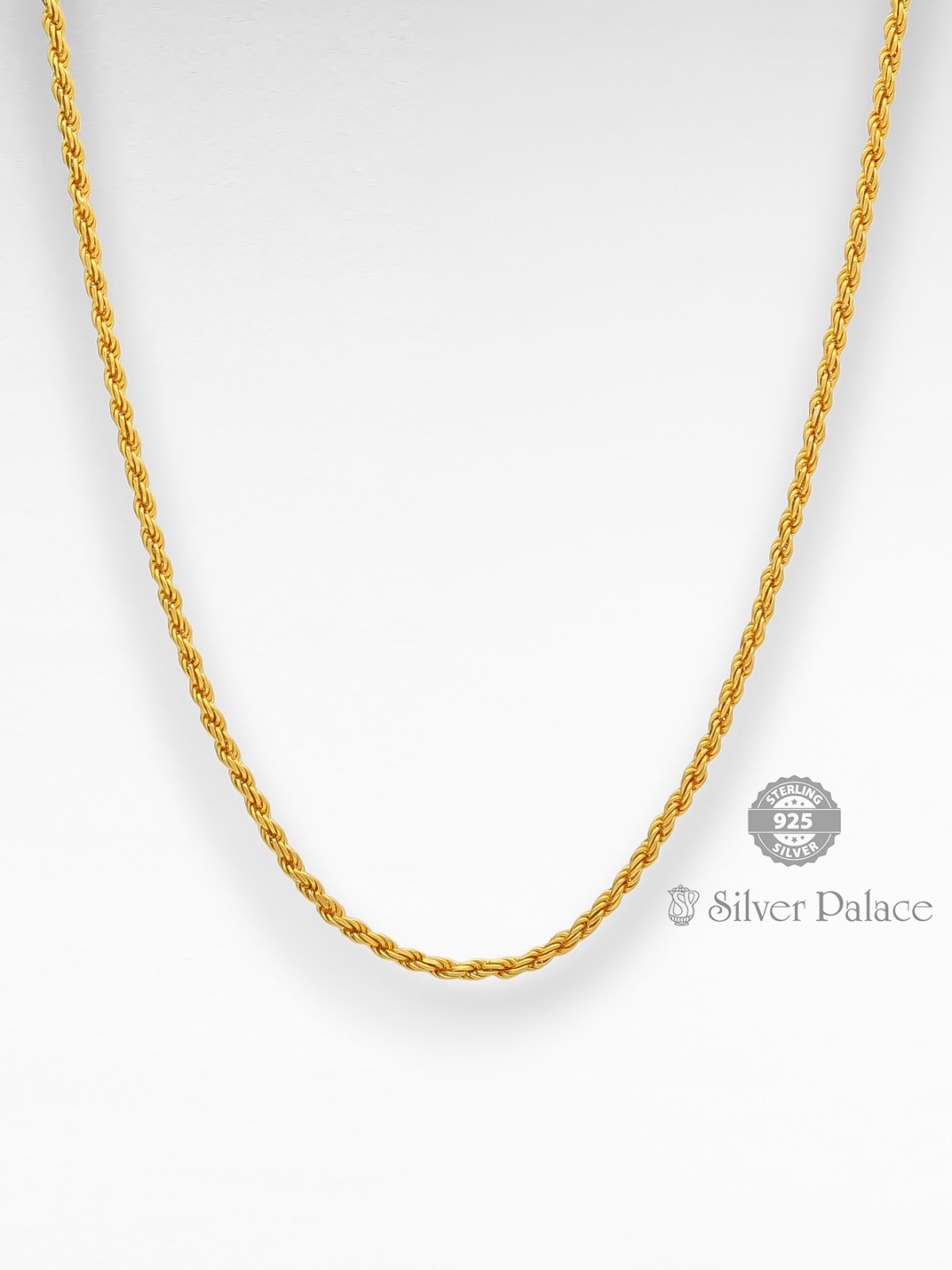 925 SILVER GOLS POLISHED ROPE DESIGN CHAIN FOR LADIES ANITE COLLECTION 