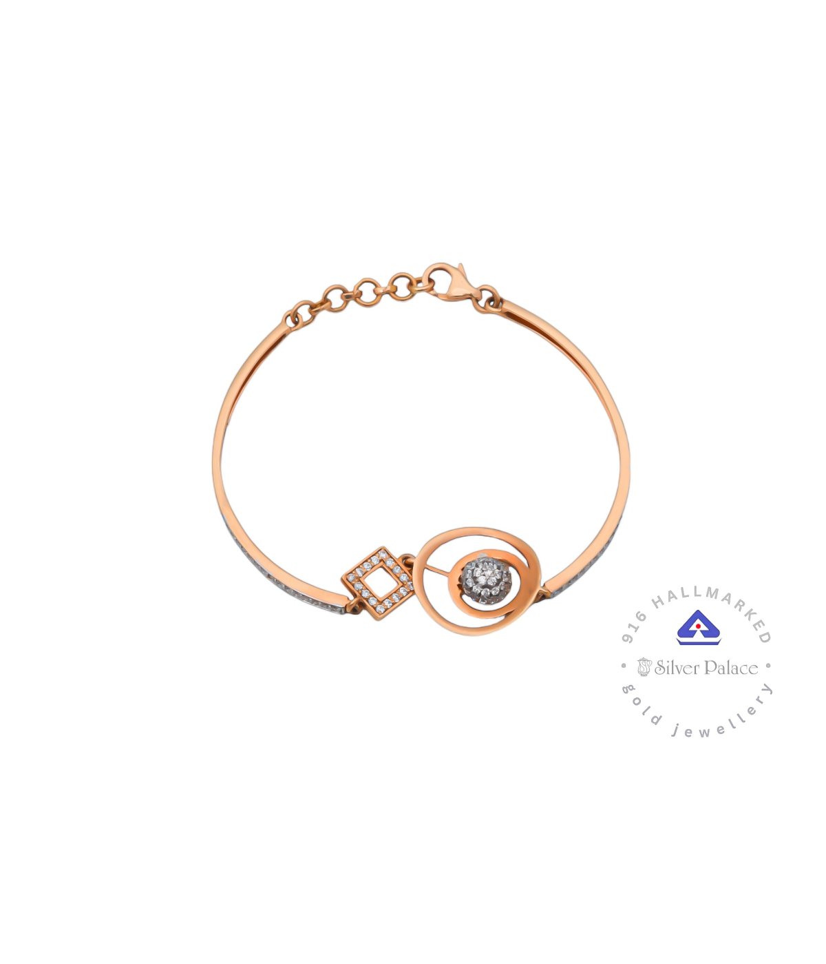 Kanche Collections 22KT Purity Rose Gold Fancy Design & CZ Stone Studded  Bracelet For  Womens 