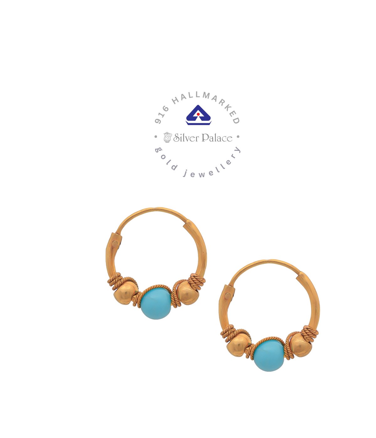 Kanche Collections 916 Pure Gold  Stylish Hoops Bali For Girls