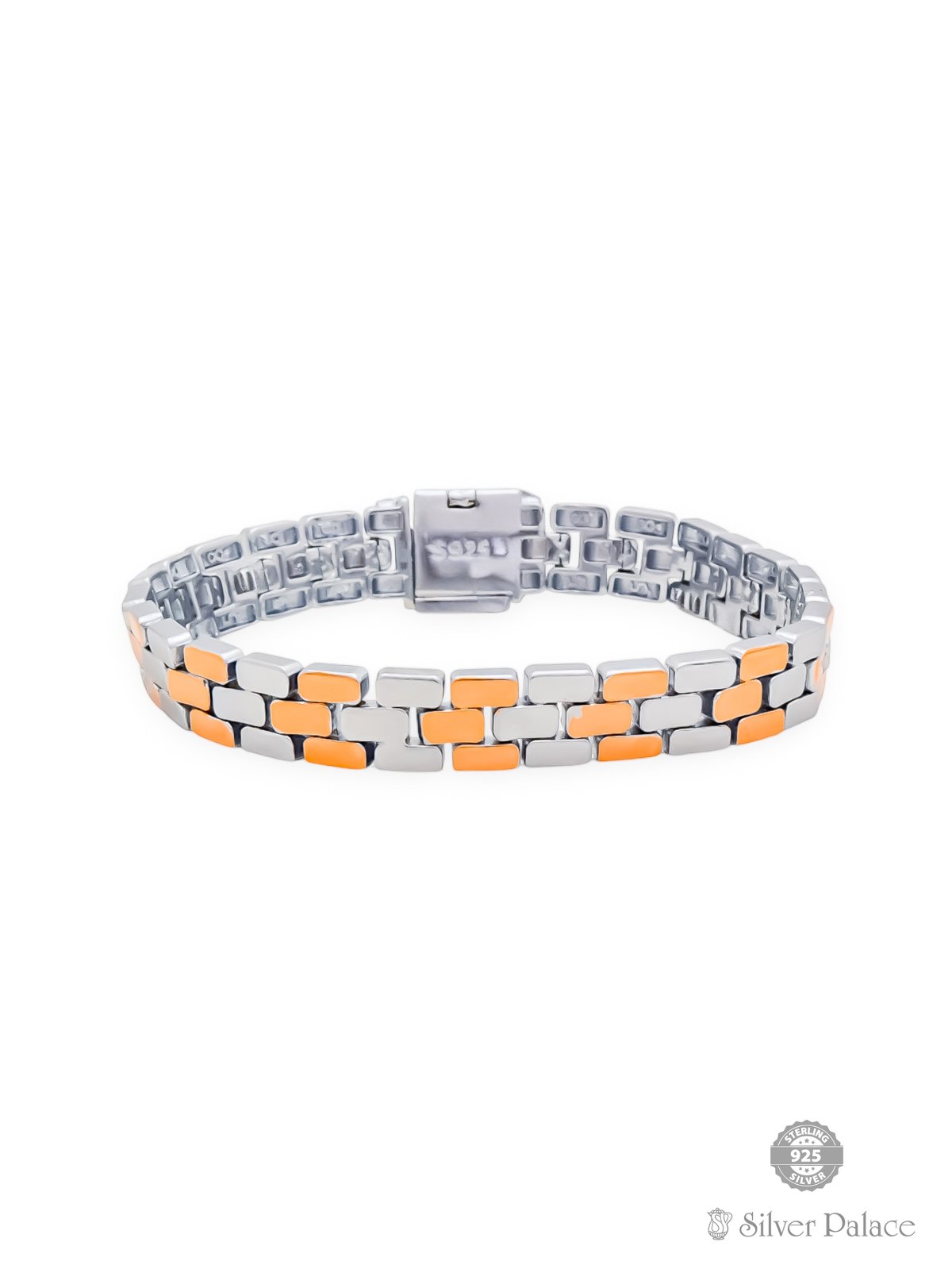925 PURE SILVER 2 TONE CHAIN TYPE BRACELET FOR BOYS URBANE COLLECTION 