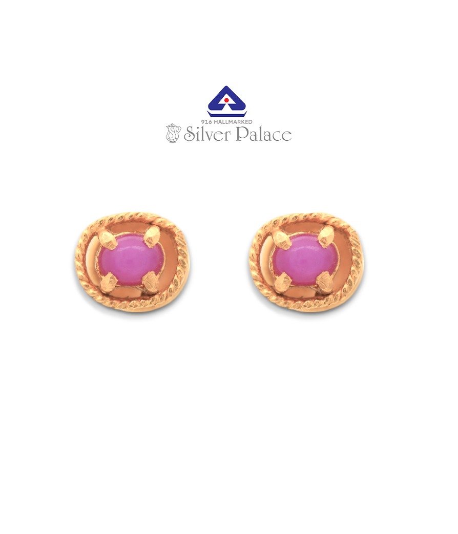  916  Gold With Kanche Collections Fancy Design & Ruby Stone Studded Earring For Girls & Daily wear