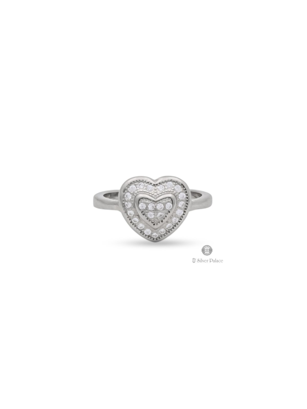 925 STERLING SILVER HEART DESIGN WITH WHITE STONE RING FOR LADIES PUYA COLLECTION 
