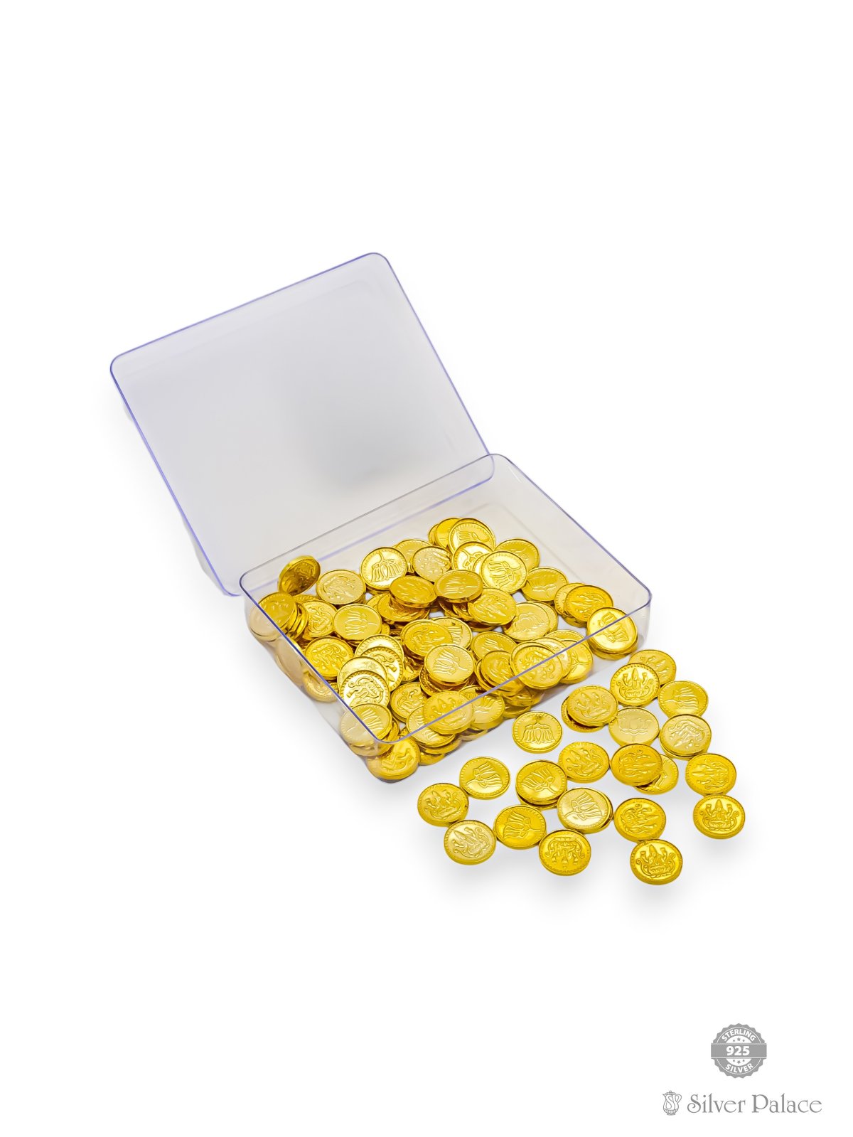 925 SILVER GOLD POLISHED LAKSHMI WITH LOTUS DESIGN 108 COINS FOR POOJA USE 
