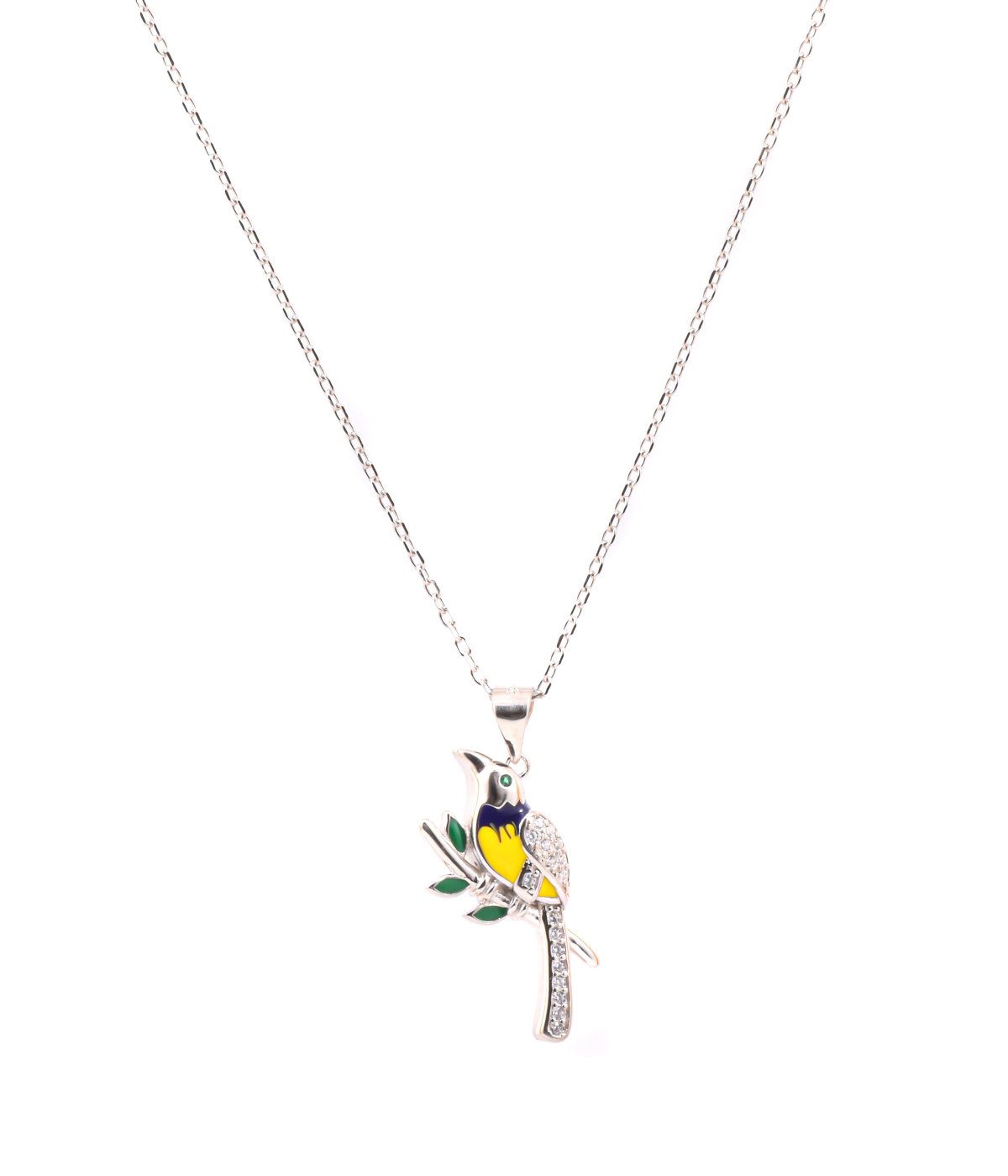 S925 Sterling Silver Chain for Women with Hummingbird Pendant Embelished with Beautiful Crystals