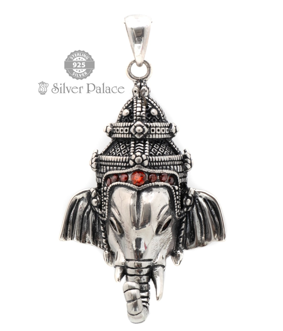 925 Sterling silver boho Chunky Ganesha pendant - 