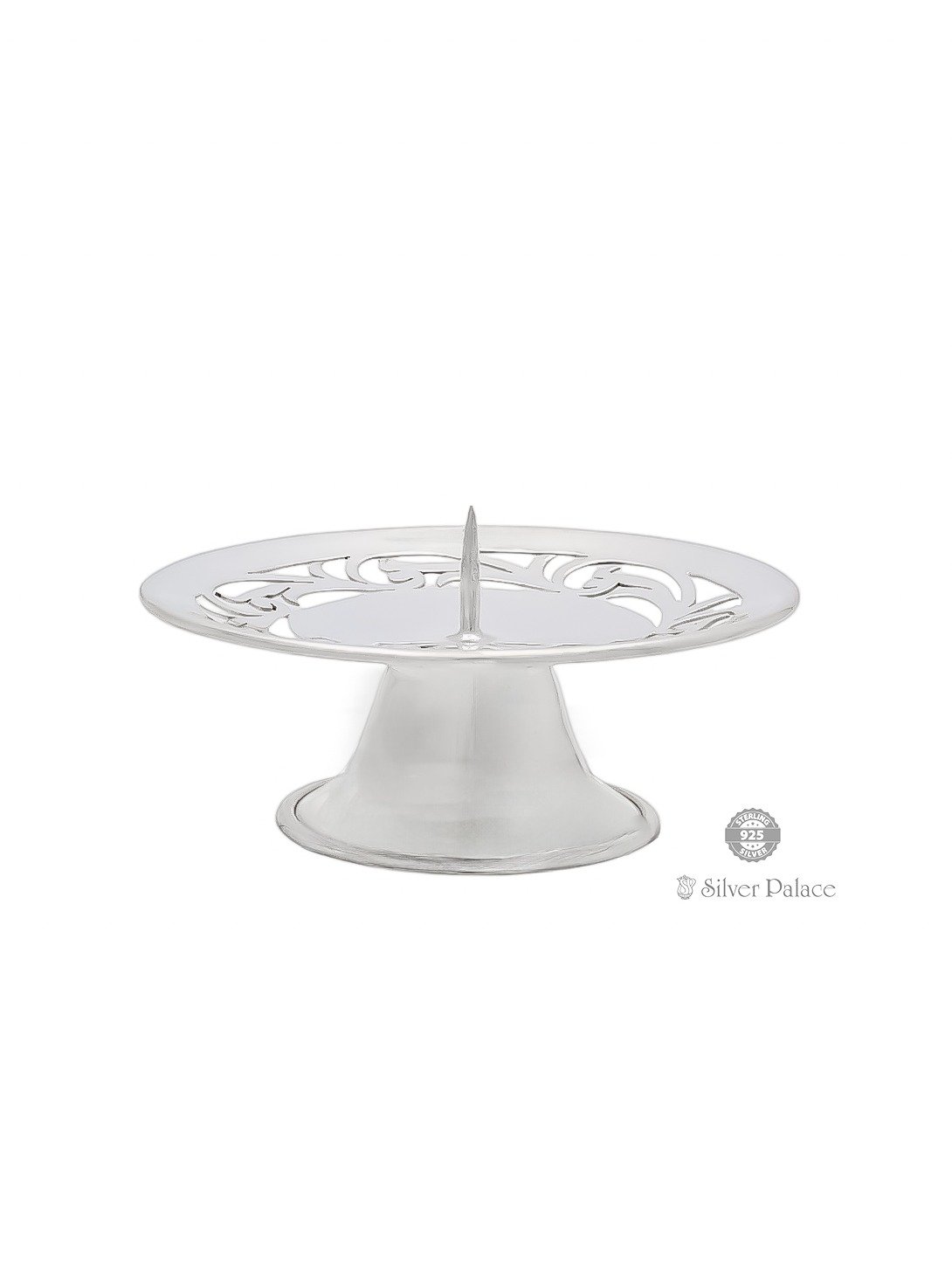 925 STERLING SILVER FLORAL CUT WORK CANDLE HOLDER 