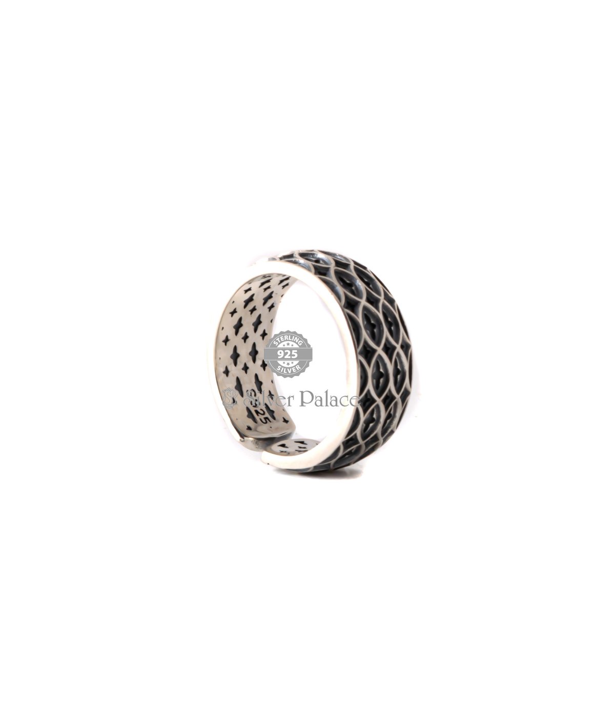925 Sterling Silver Cross Pattern Adjustable Ring