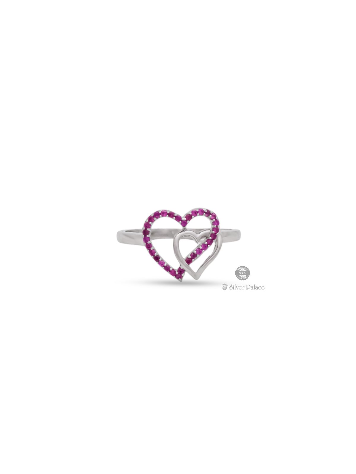 925 STERLING SILVER DOUBLE HEART DESIGN RING FOR GIRLS PUYA COLLECTION