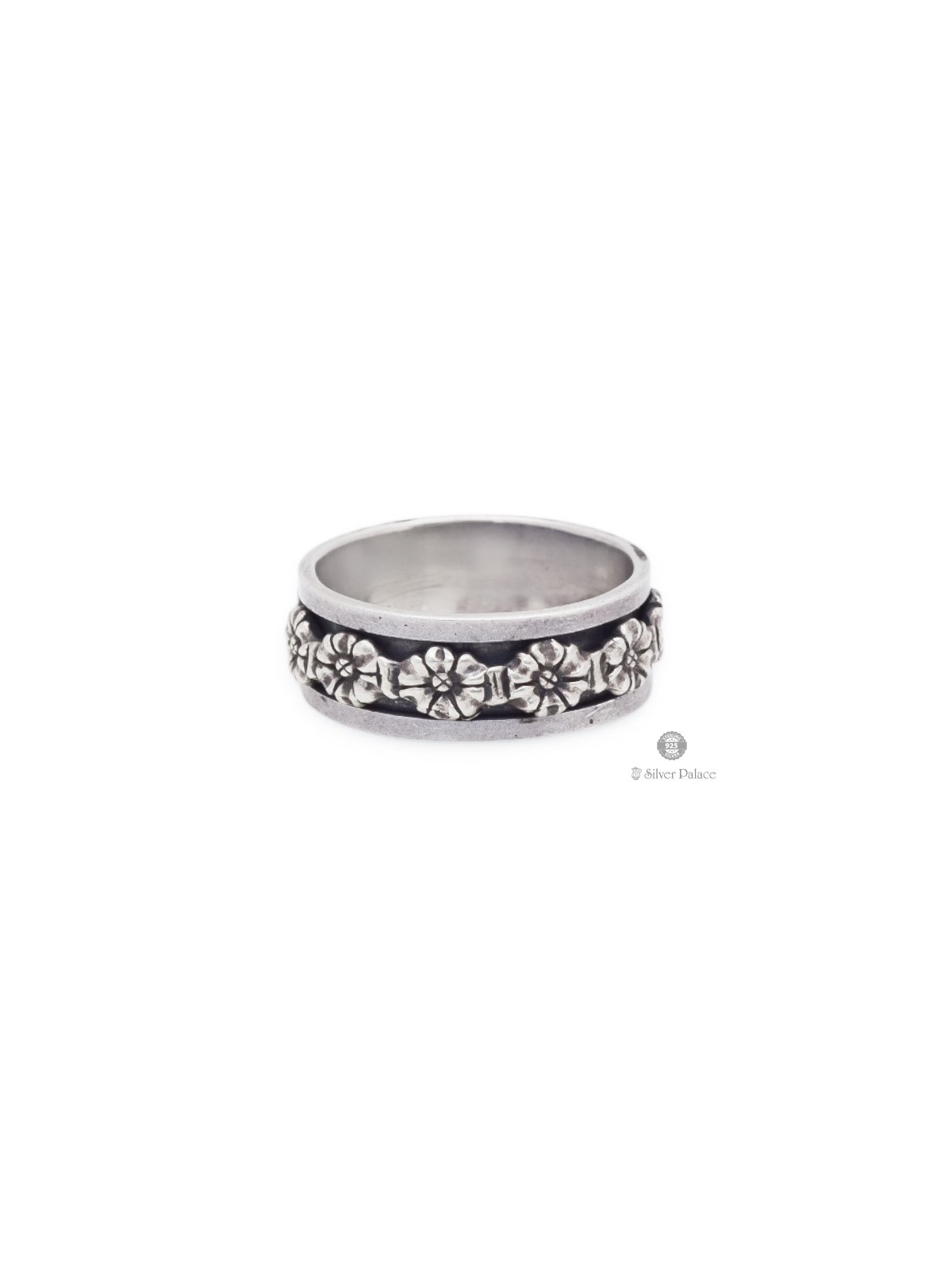 925 OXIDISED SILVER FLORAL DESIGN RING FOR BOYS MAAN COLLECTION 