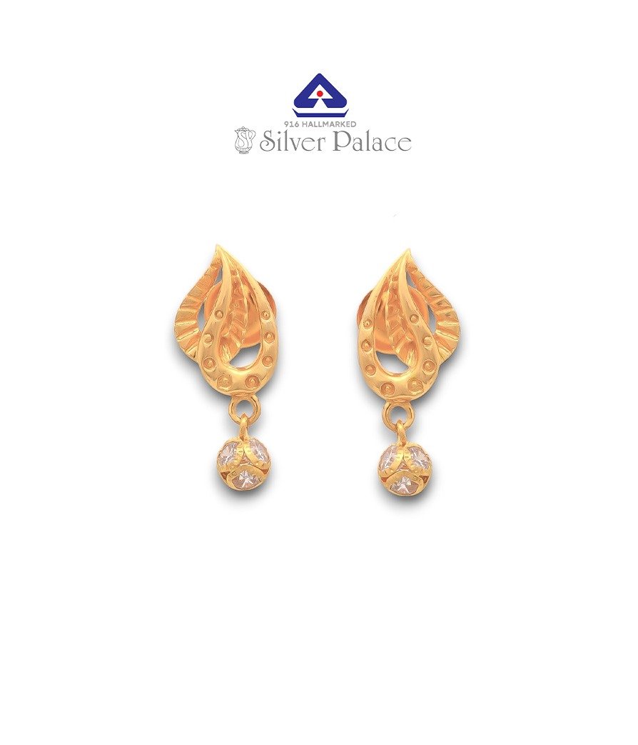 916 Gold with Kanche Collection CZ Stone Studded & fancy  Earrings for Girls