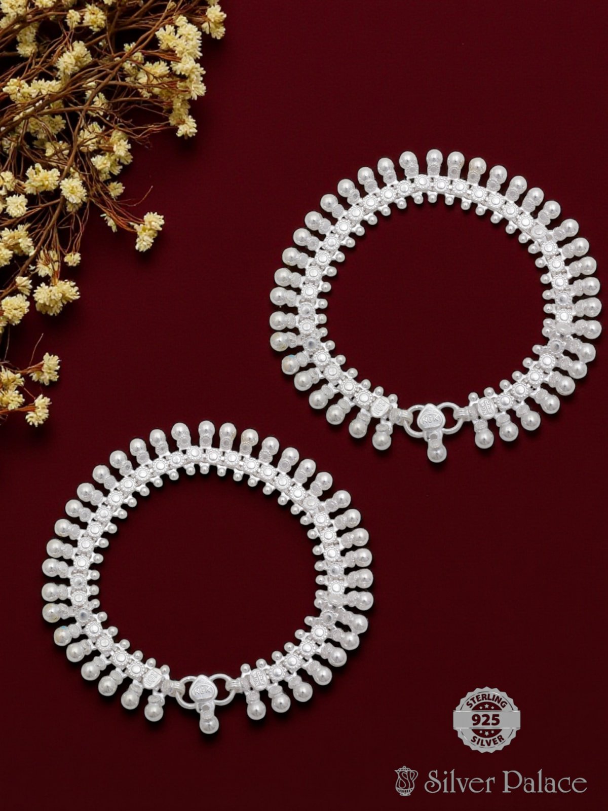 HANDMADE SILVER BEADS ANKLETS FOR LADIES BHAVA COLLECTION 