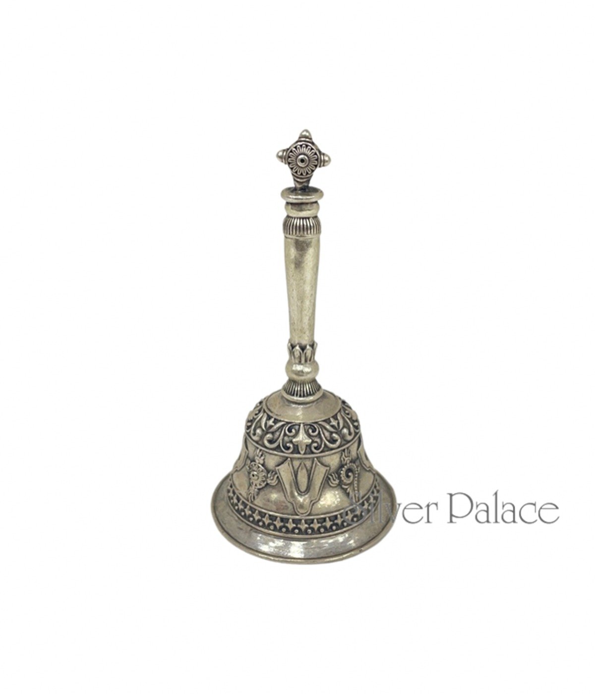 Silver Bell Design Oxidised Silver Bell With Sangu Design - Silver Palace