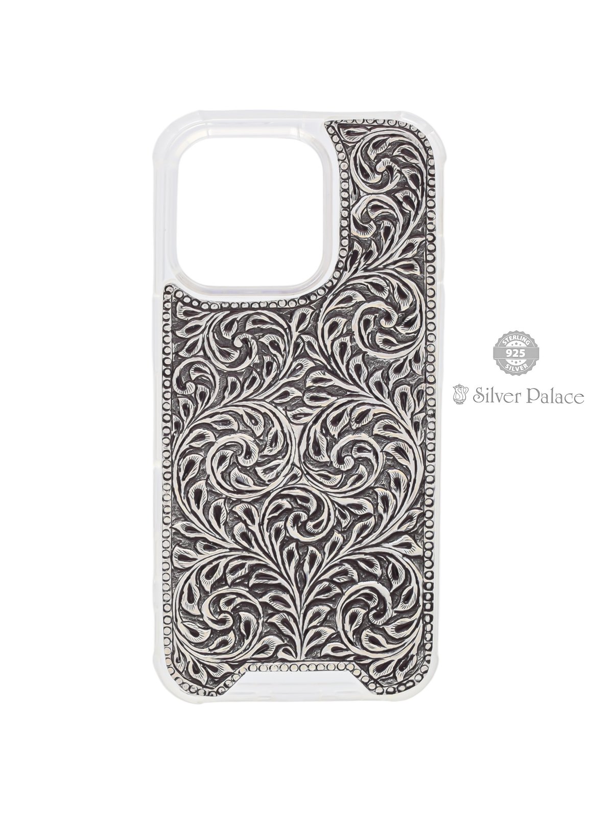 925 Sterling Silver Floral Engraved Iphone 16 Pro Phone Case For Your Mobile