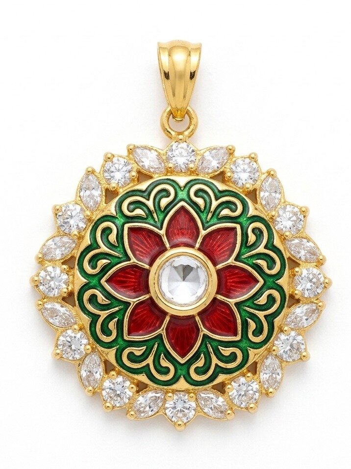 925 SILVER GOLD POLISHED CUBIC ZIRCONIA PENDANT FOR GIRLS ANITE COLLECTION 