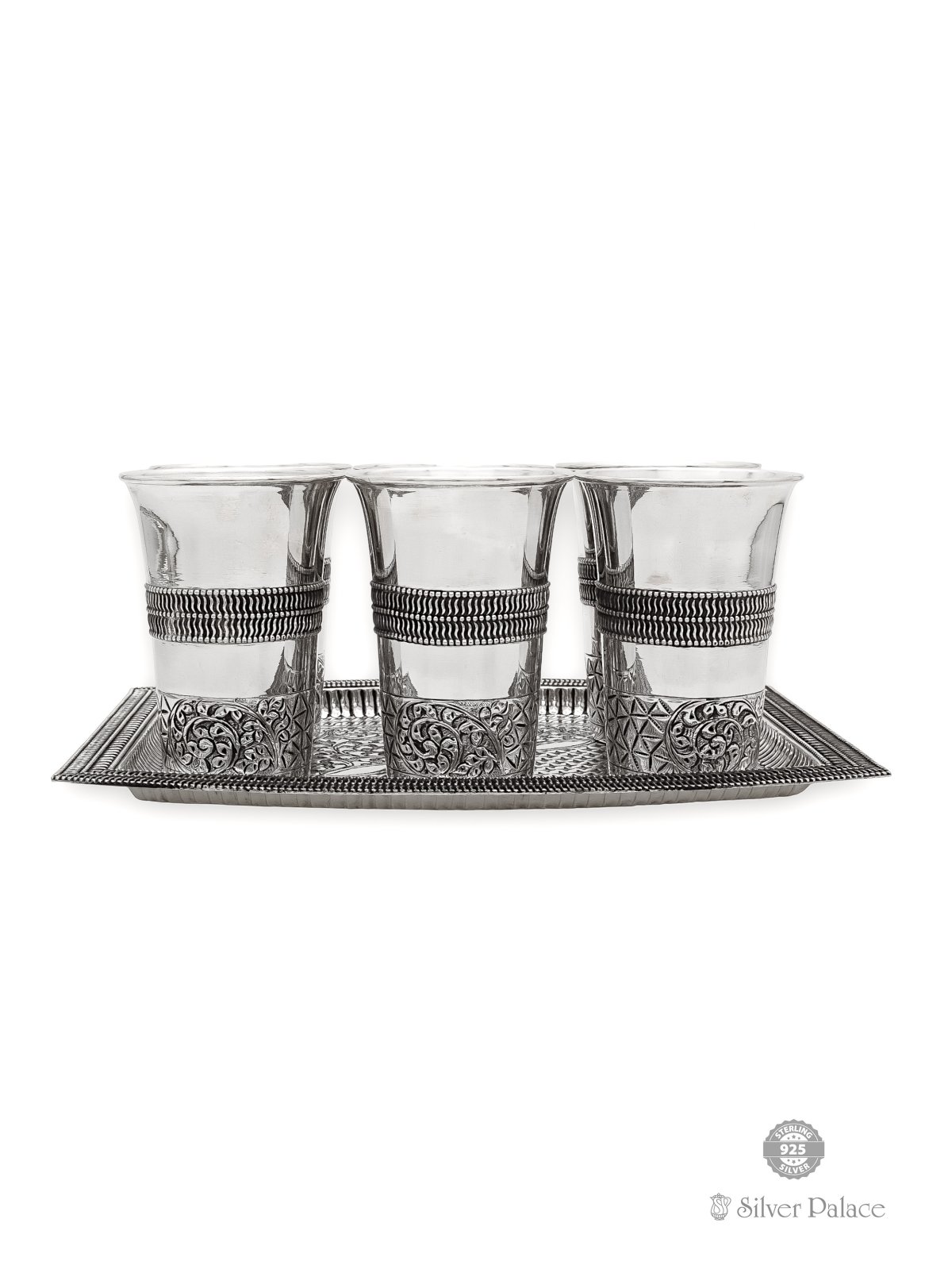 925 OXIDISED SILVER PLATE & TUMBLER SET FOR YOUR DINNING TABLE 
