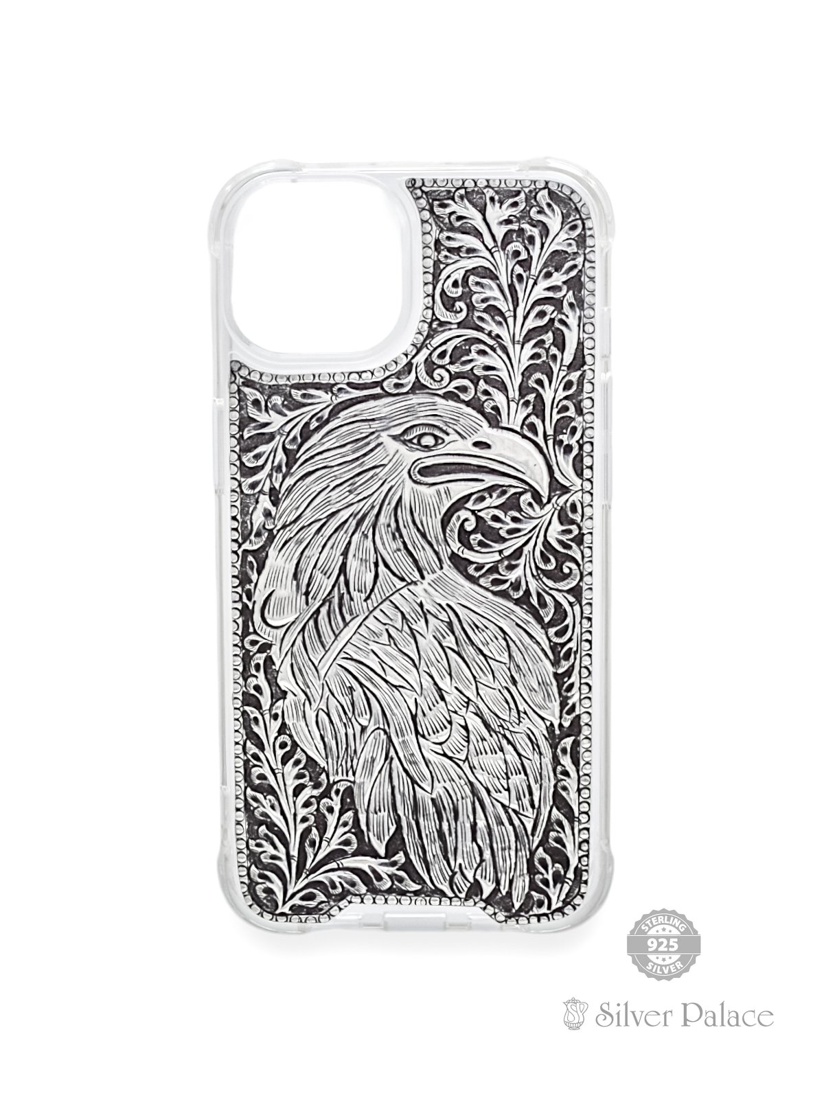 925 STERLING SILVER EAGLE DESIGN PHONE CASE FOR IPHONE 15 