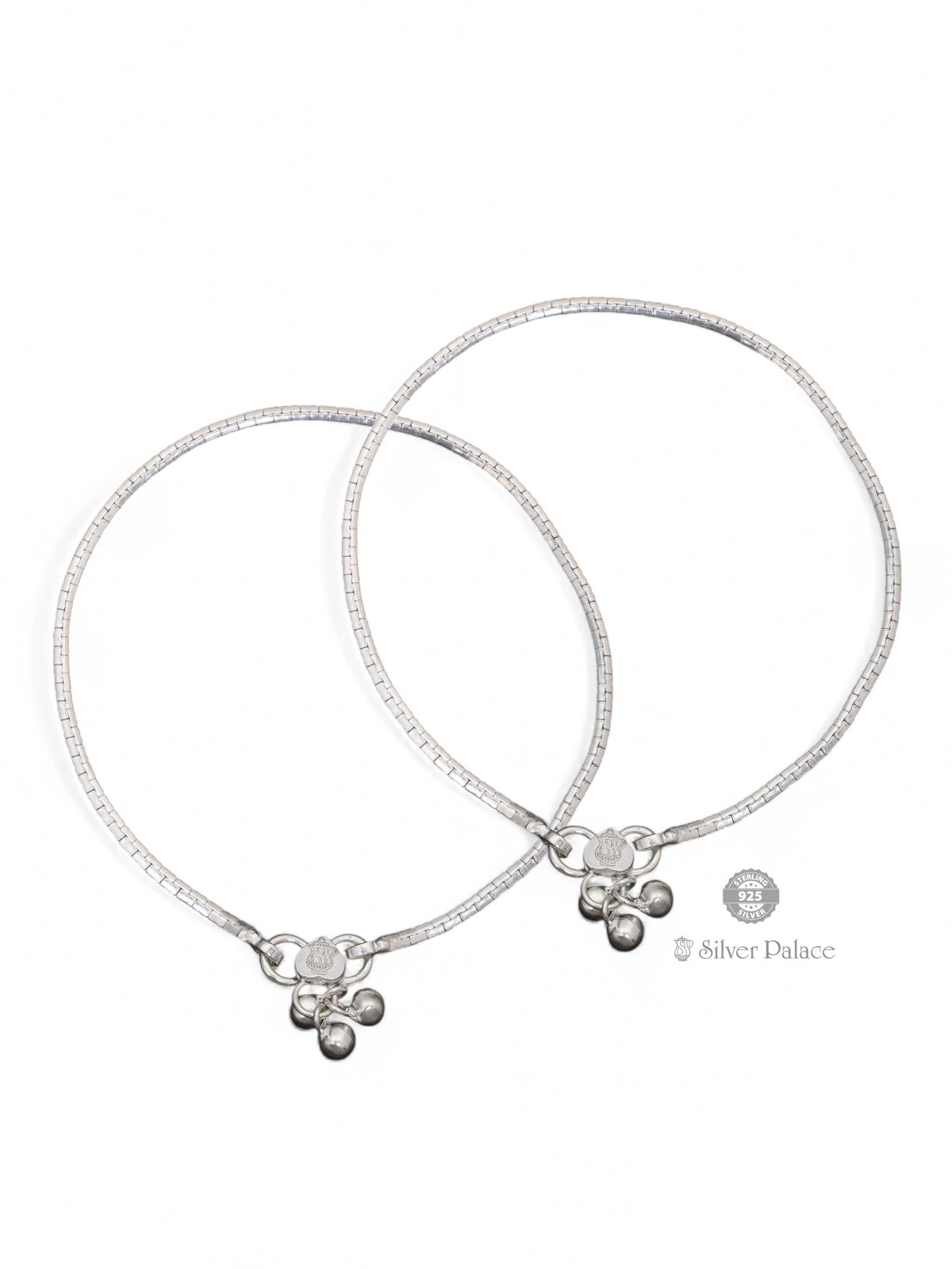 925 STERLING SILVER BEADS WITH CHAIN TYPE ANKLETS FOR GIRLS 