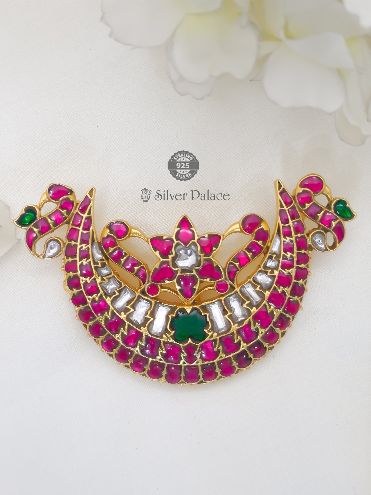 92.5  SILVER DUCK WITH PINK STONES PENDANT FOR WOMEN ANITE COLLECTION