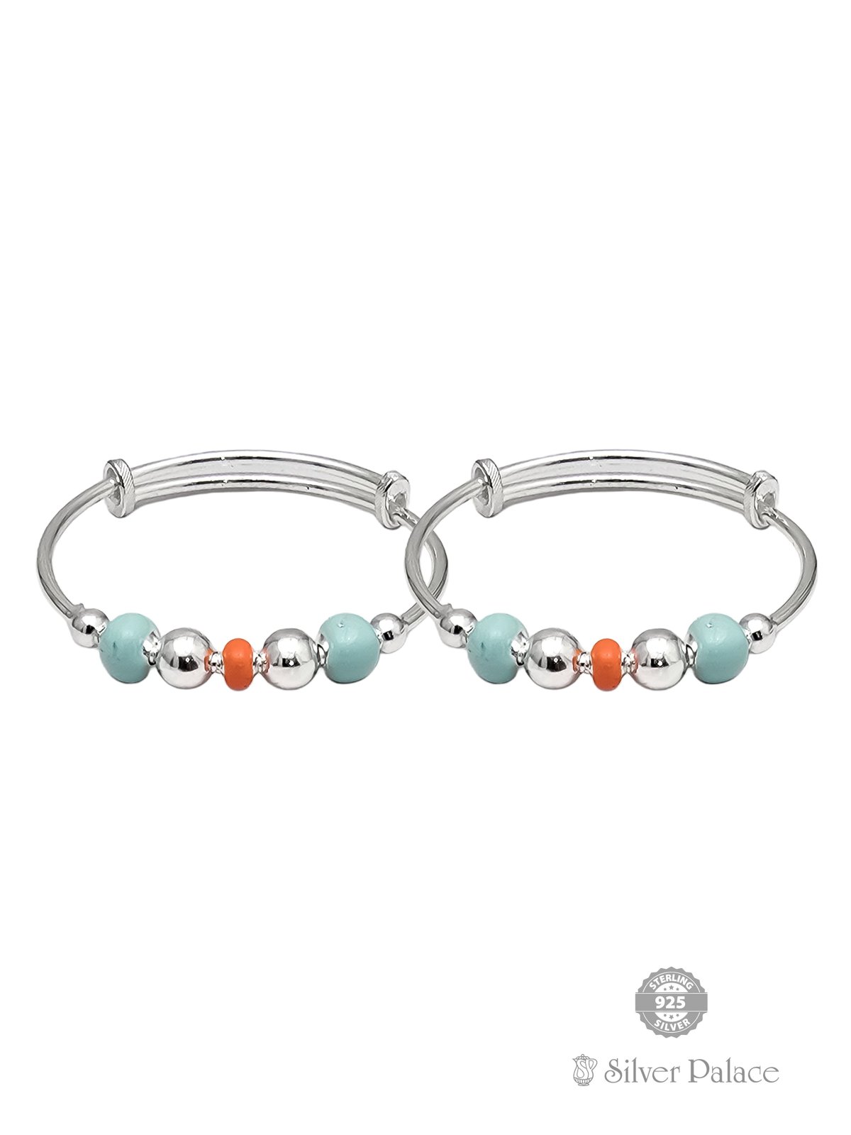 92.5 STERLING SILVER BEADS DESIGN BANGLE FOR KIDS ARJITA COLLECTION 