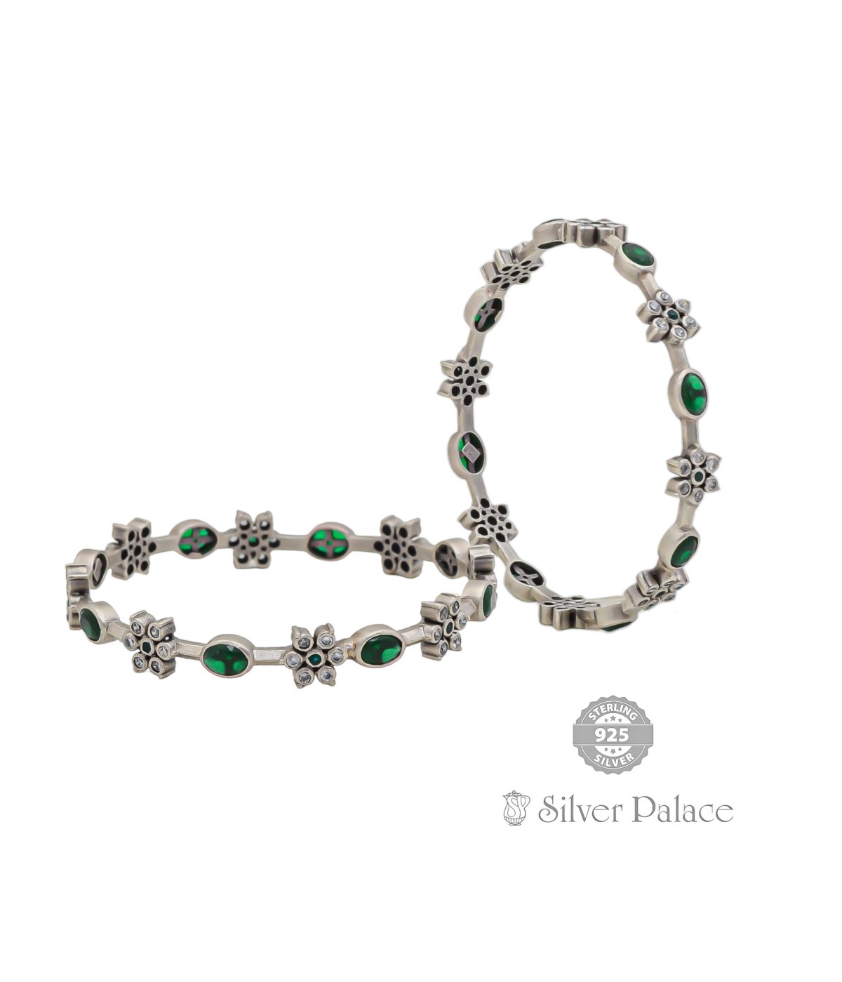925 STERLING SILVER MANNJ COLLECTION FLORAL DESIGN BANGLES FOR GIRLS