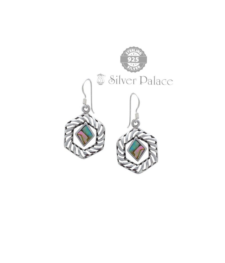 Trishe Collection pure Silver With abalone Design earrings for Girls