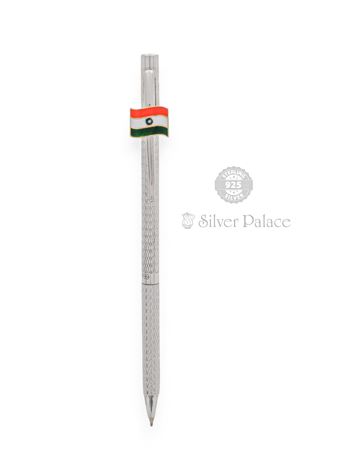 Sterling Silver Fountain Pen With Indian Flag Writing