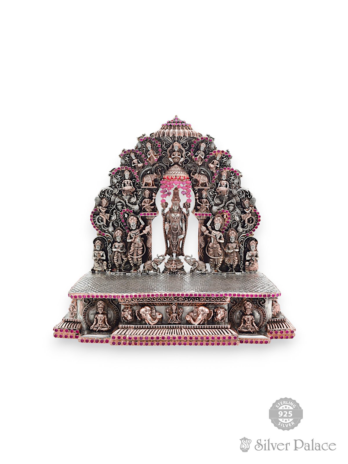 925 ANTIC SILVER ROSE GOLD POLISHED SPECIAL BALAJI MANDABAM FOR YOUR POOJA ROOM 