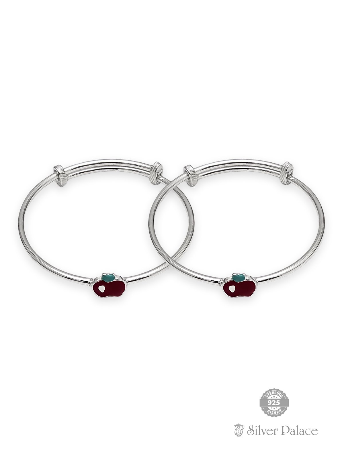 925 STERLING SILVER APPLE DESIGN BANGLES FOR KIDS ARJITA COLLECTION 