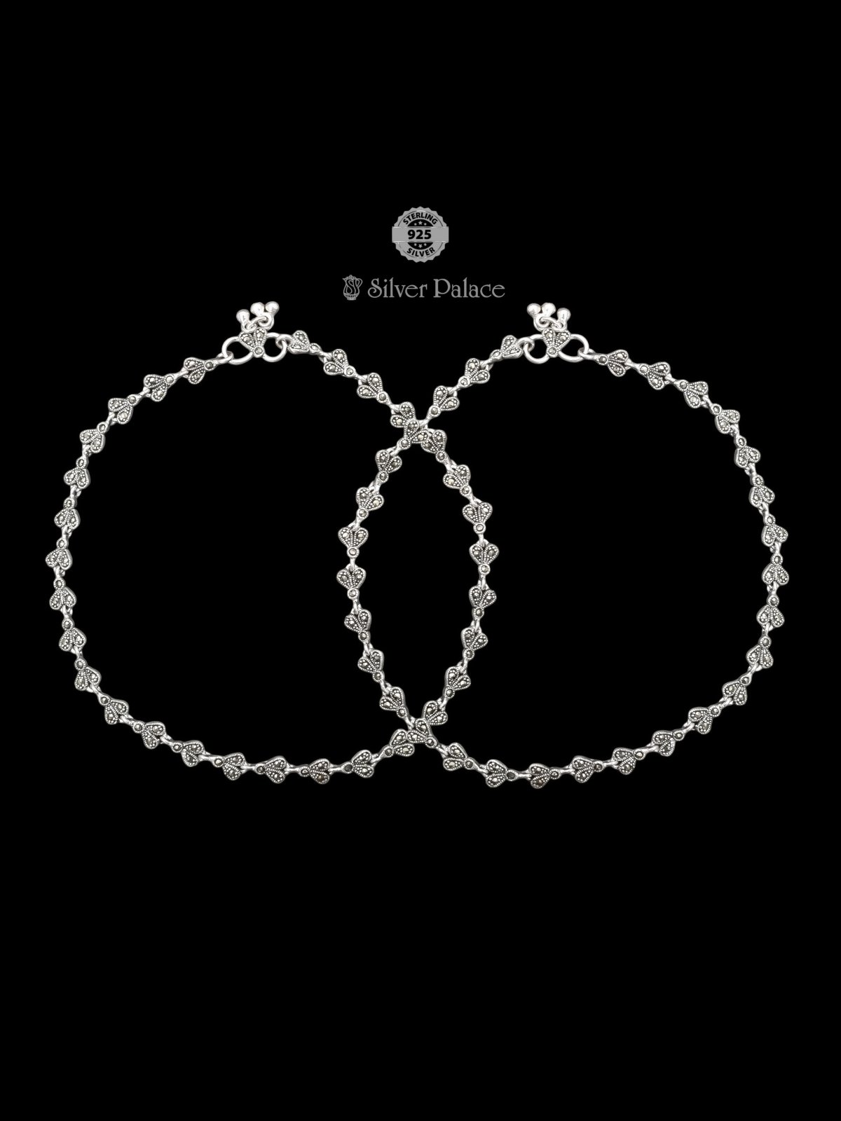 Sterling Silver Floral Motif Design Anklet For Womens