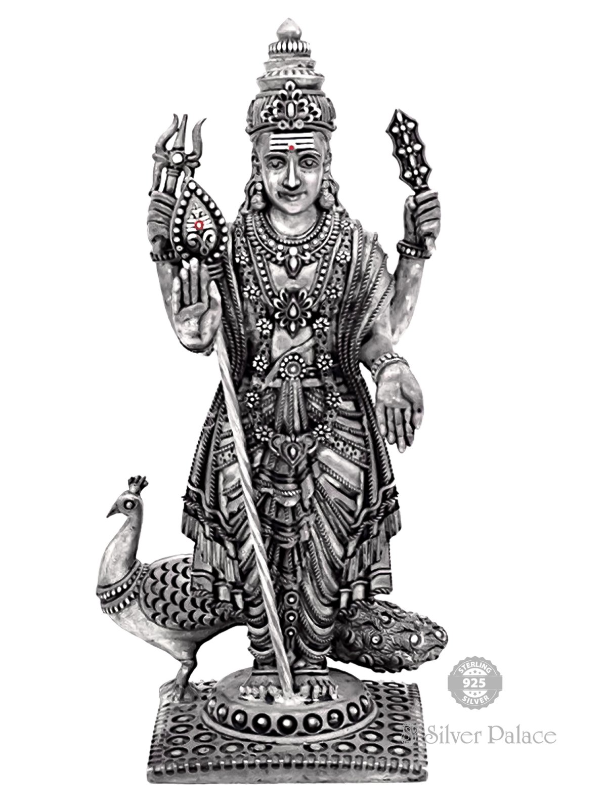 PURE SILVER MURUGAN LC IDOL FOR POOJA ANTIC FINISH
