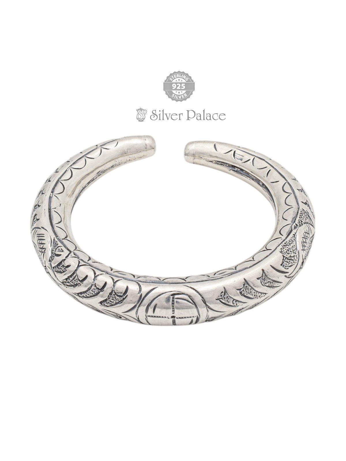 925 Sterling Silver Traditional Engraved Kada For Men Maan Collection