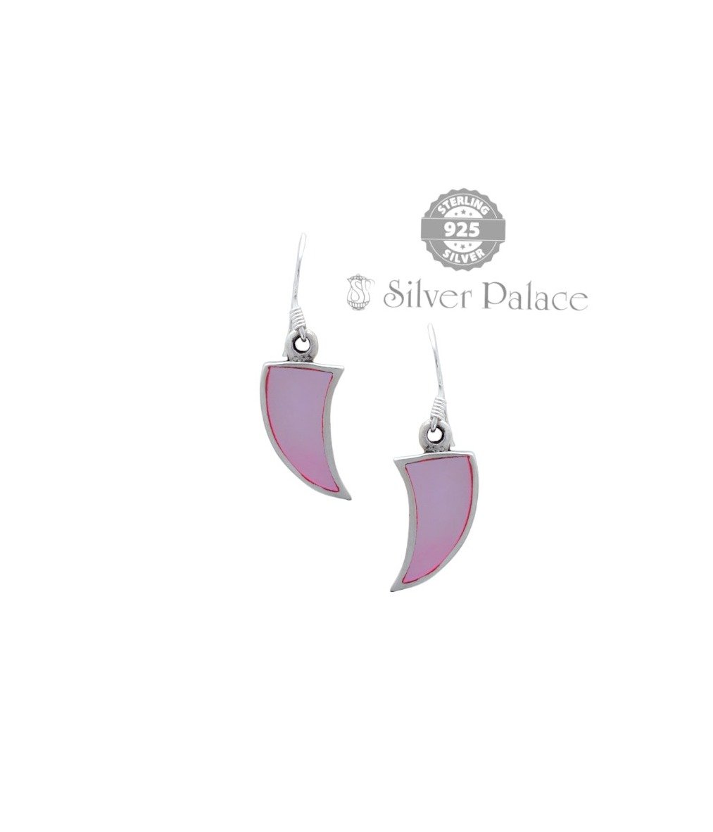 92.5 Silver Trishe Collections Abalone Shell Design With Fish Hook Earrings  For Girls - Silver Palace