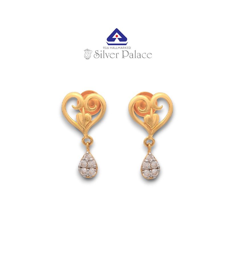 916 Gold  Kanche Collection Heart Shape and drop design Earrings for Girls 