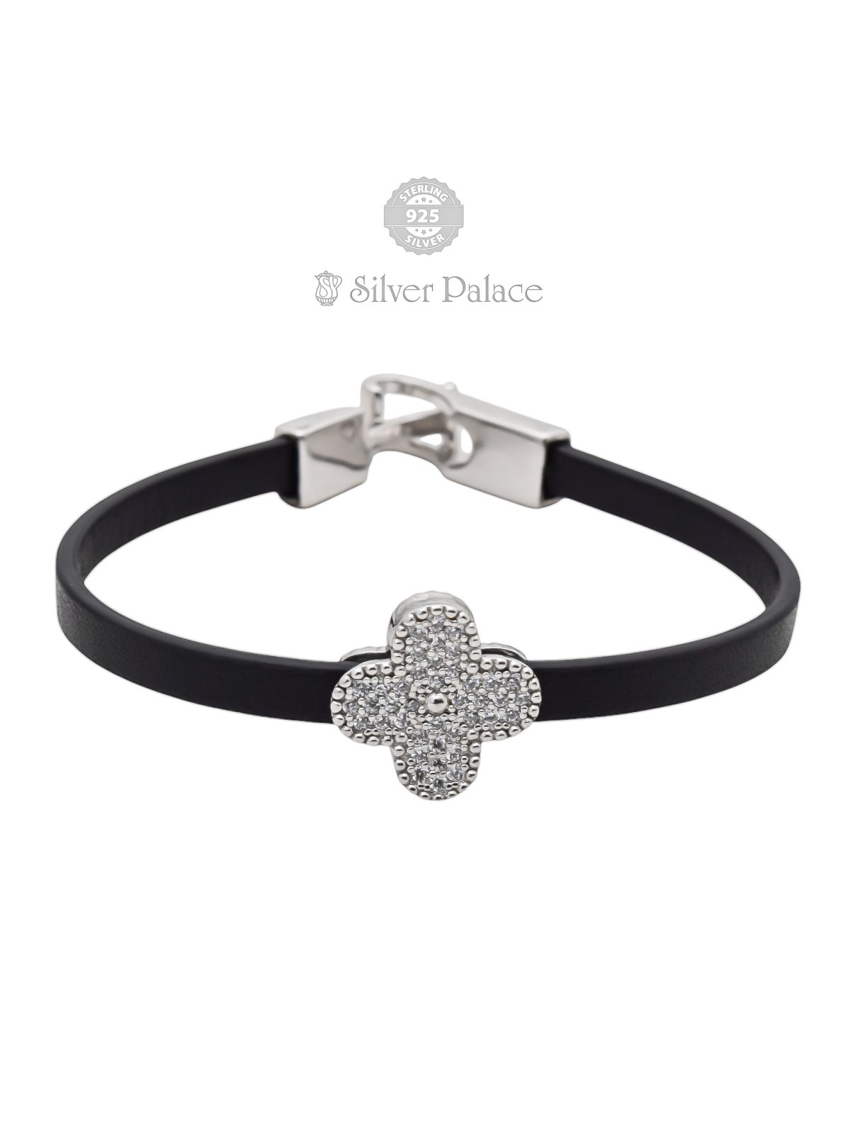 92.5 STERLING SILVER BAND TYPE FLORAL DESIGN BRACELET FOR WOMEN PUYA COLLECTION