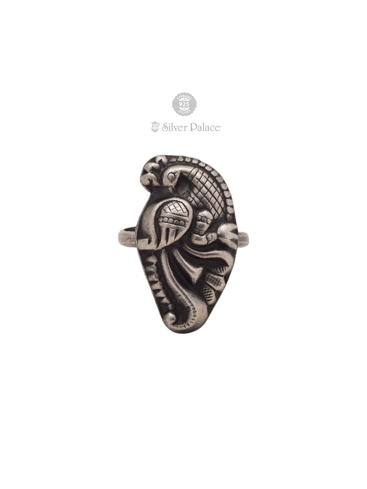 925 OXIDIZED SILVER BHAVA COLLECTION PEACOCK NAKSI WOMENS ANTIC SILVER RING