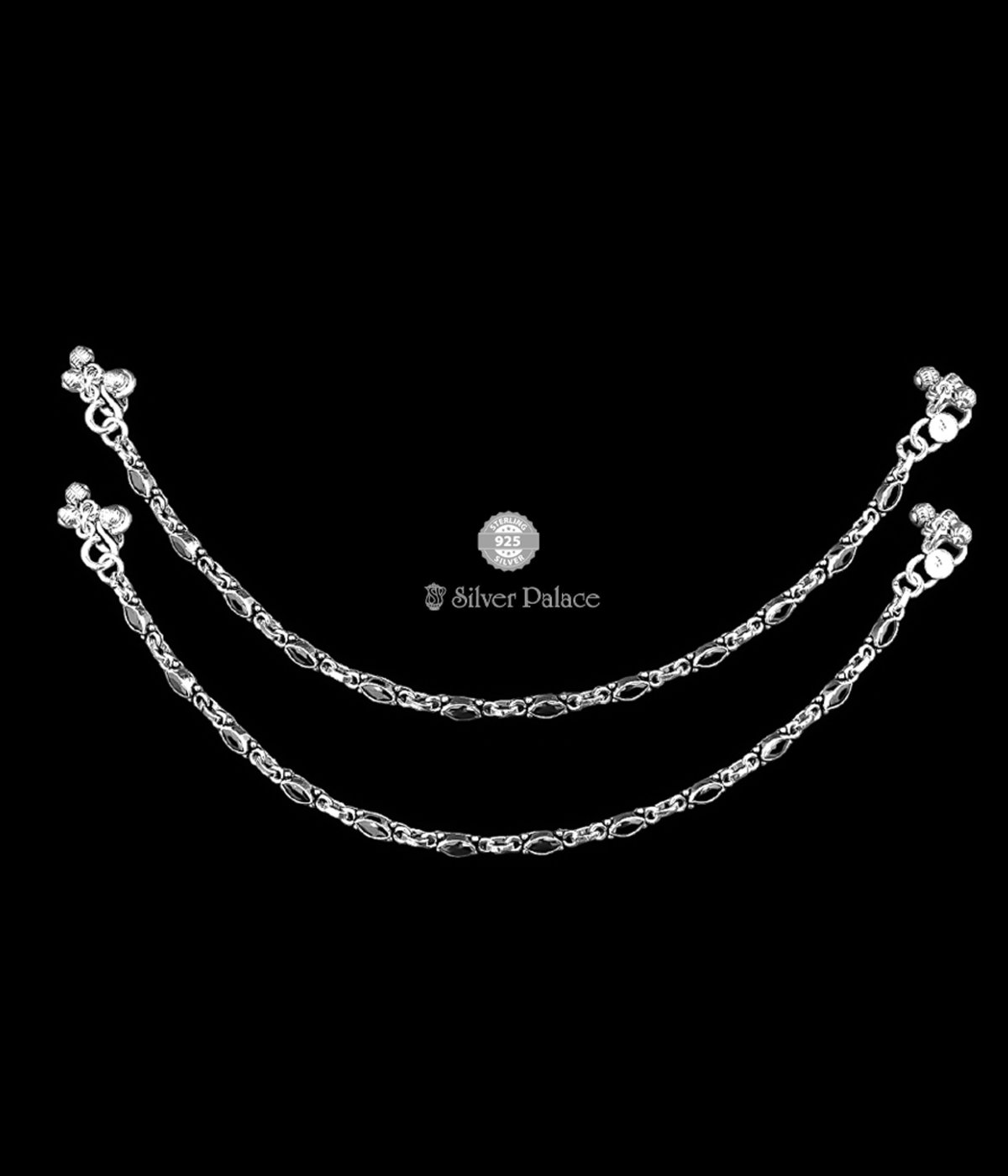 925 Silver Neeth Collection Cubic ZIrconia Stone With Payal design Anklet For Girls